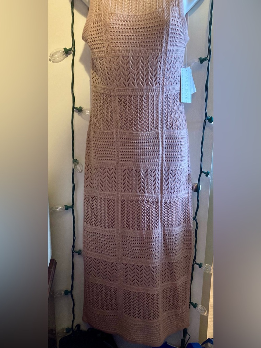 Sleeveless Crochet Maxi Dress in Pink